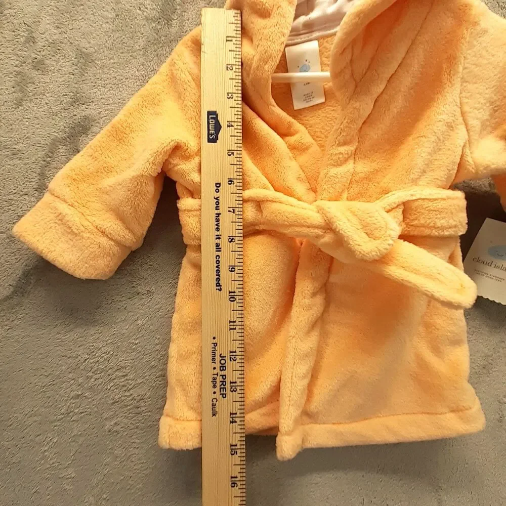 Cloud Island Baby 6-9 months Fox Plush Hooded Bath Robe Peachy Orange NWT